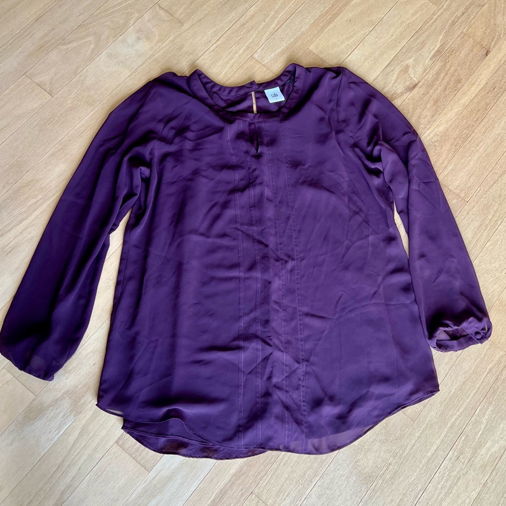 CAbi Purple Blouse Long Sleeves Office Business wear Large